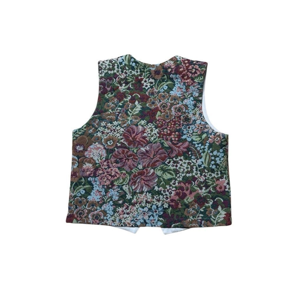 Vintage Tapestry Cottagecore Garden Floral Button Front Vest Norm Thompson 8 - Picture 2 of 5